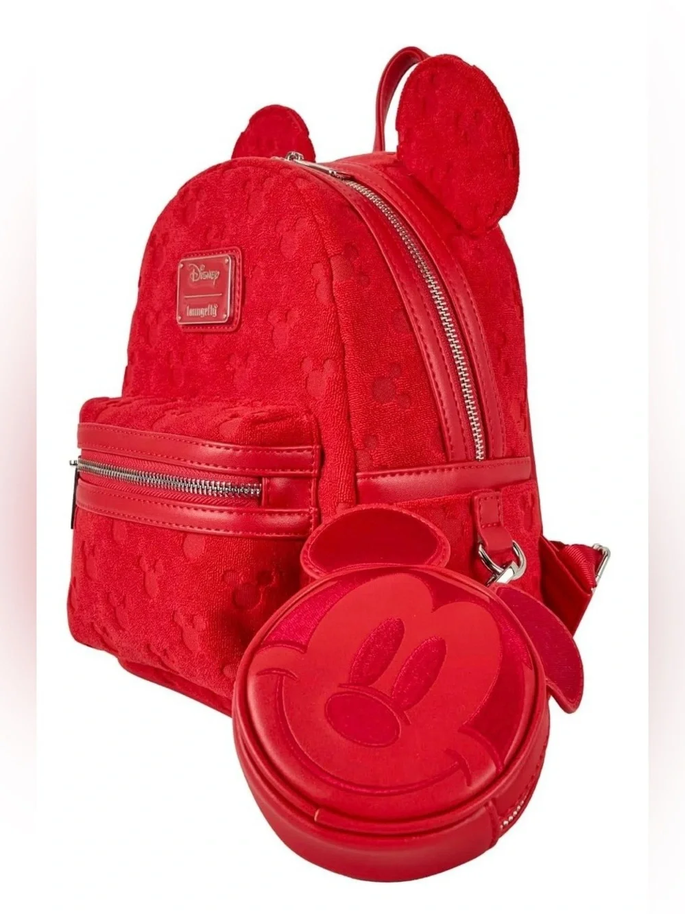Loungefly Disney Mickey Mouse All-Over Print Plush Burnout Mini Backpack